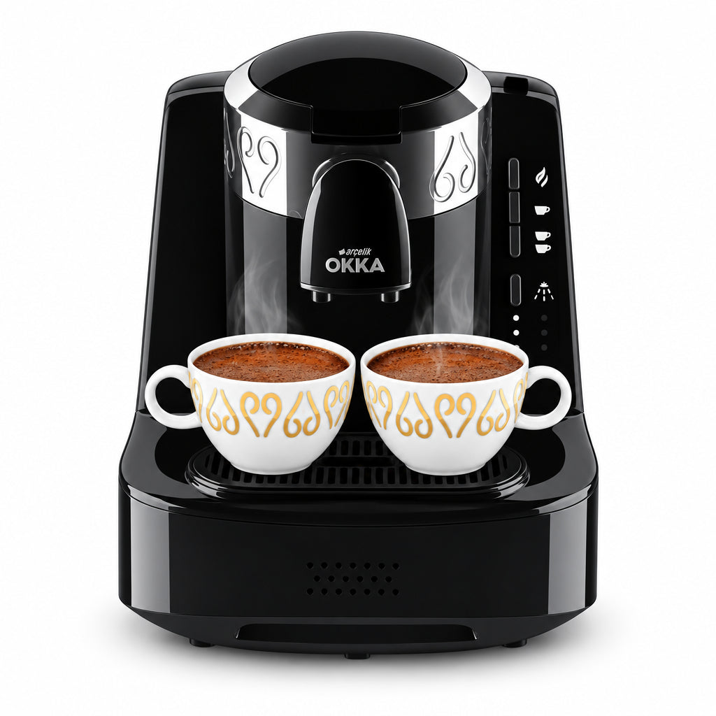 Arzum OKKA Automatic Turkish Coffee Machine — OK002 (Black & Chrome)